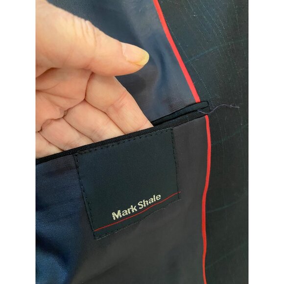 Mark Shale Skirt Suit Navy Plaid Single-Button Blazer Size 14 - Picture 9 of 16